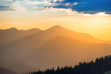 Beautiful sunset in the mountains