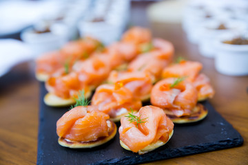 mini canapes with smoked salmon