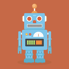 Hipster vintage robot. Retro robot. Vintage robot. Robot With Heart.