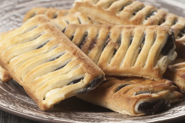 Small strudel cake with blueberry
