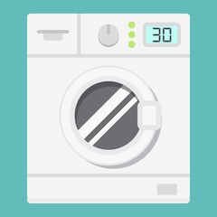 Washing machine flat icon, household and appliance, vector graphics, a colorful solid pattern on a white background, eps 10.
