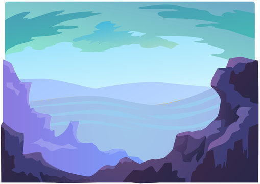Landscape violet mountains for animation