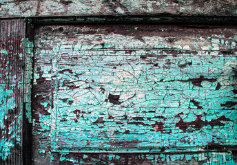 the old cracked paint on wood wall