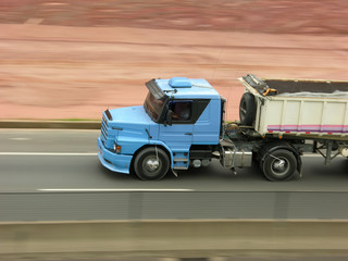 blue tractor truck