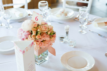 table set decorated with flowers