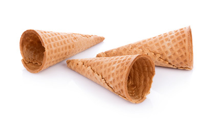 Sweet wafer cone isolated on white background