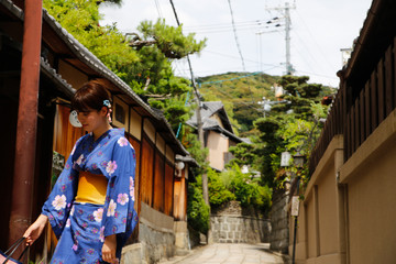 japanese young woman kimono , Kyoto Japan,