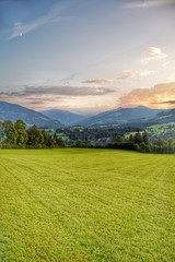 Beautiful sunset on the hill at Hopfgarten, Austria