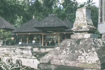 Ancient ruined cave temple Goa Gajah, Ubud, Bali. Elephant temple on Bali island.