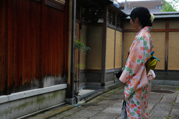 japanese young woman kimono , Kyoto Japan,