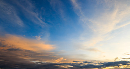 colorful dramatic sky with cloud at sunset