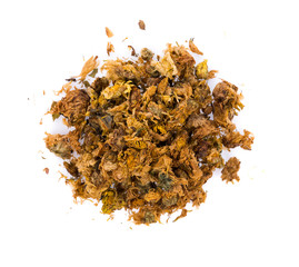 Dried chrysanthemum flowers isolated on white background