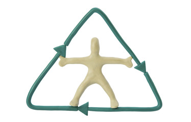 A little man from plasticine and a sign of ecology