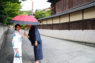 japanese young couple kimono