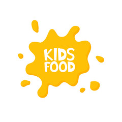 Kids food letters in juice splash. Vector illustration