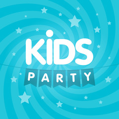 Fototapeta na wymiar Kids party letter sign poster vector illustration