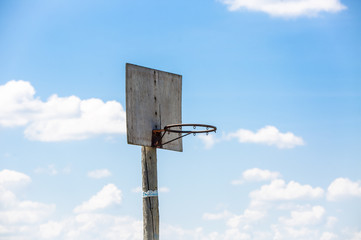 an old wooden basketball hoop