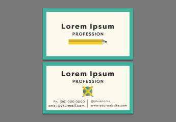 Teal Border Business Card Layout 1