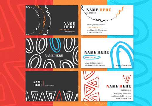 Doodle Pattern Business Card Layouts 1