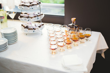 Different kinds of baked sweets on a buffet