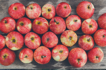 Sweet fresh ripe red apple harvest background
