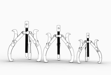 3d illustration of bearing puller isolated on white