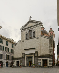 Fototapeta na wymiar san Giacomo di Rupinaro church and square, Chiavari , Italy