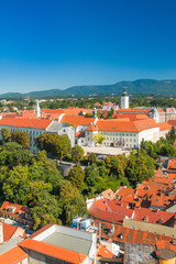 Fototapeta na wymiar Panoramic view of historic upper town in Zagreb, capital of Croatia 