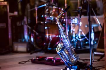 Saxophone Instrument on the Stage