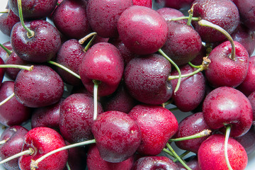 fresh red cherries full frame macro