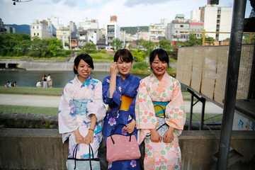 japanese women kimono three people