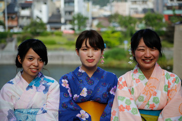 japanese women kimono three people
