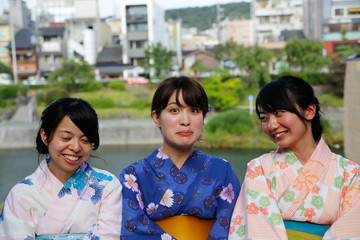 japanese women kimono three people