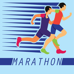 running race people / marathon, sport and activity poster. vector illustration