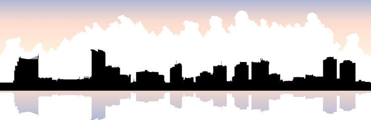 Skyline silhouette illustration of the city of Windsor, Ontario, Canada