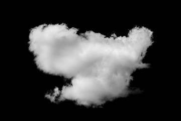 Single white clouds isolated on black background, Black sky with single white cloud