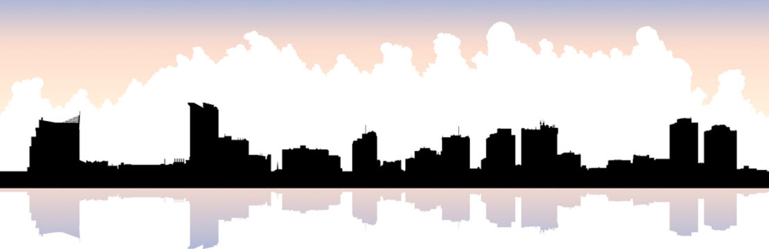 Skyline silhouette illustration of the city of Windsor, Ontario, Canada