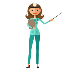 Nurse female presentation flat cartoon vector illustration