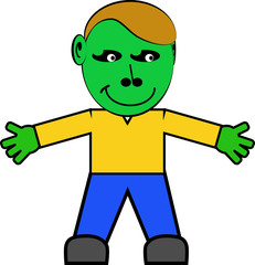 Green man smiling