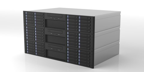 Computer server storage units on white background. 3d illustration