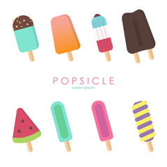 Popsicle ice cream vector set