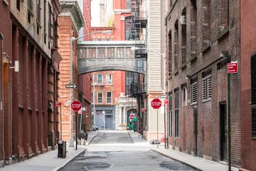 Papier Peint photo autocollant New York Bâtiments à l& 39 intersection de Staple Street et Jay Street dans le quartier historique de Tribeca à Manhattan, New York City NYC