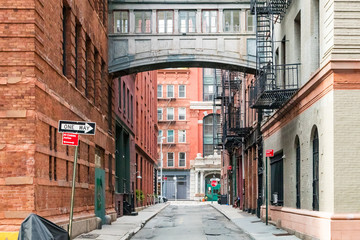 Intersection of Staple Street and Jay Street in the historic Tribeca neighborhood of Manhattan, New...