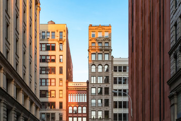 Fototapeta na wymiar New York City street view of buildings on Broadway in Manhattan