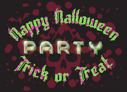 Happy Halloween party lettering retro poster