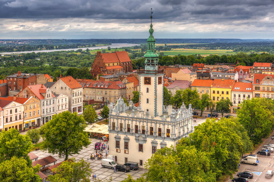Old town in Chelmno with historical Town Hall, Poland