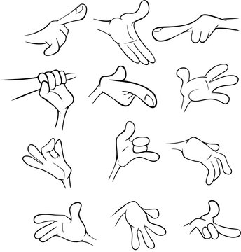  Set Cartoon Illustrations. Hands with Different Gestures for you Design
