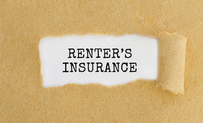 Text RENTER'S INSURANCE appearing behind ripped brown paper