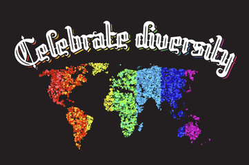 Celebrate diversity map lettering