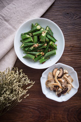 On the desktop, tableware and food